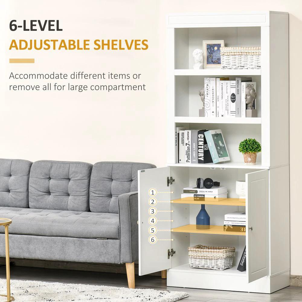Kitchen Cupboard with 6-tier Shelving, Sideboard Double-door , White by HOMCOM