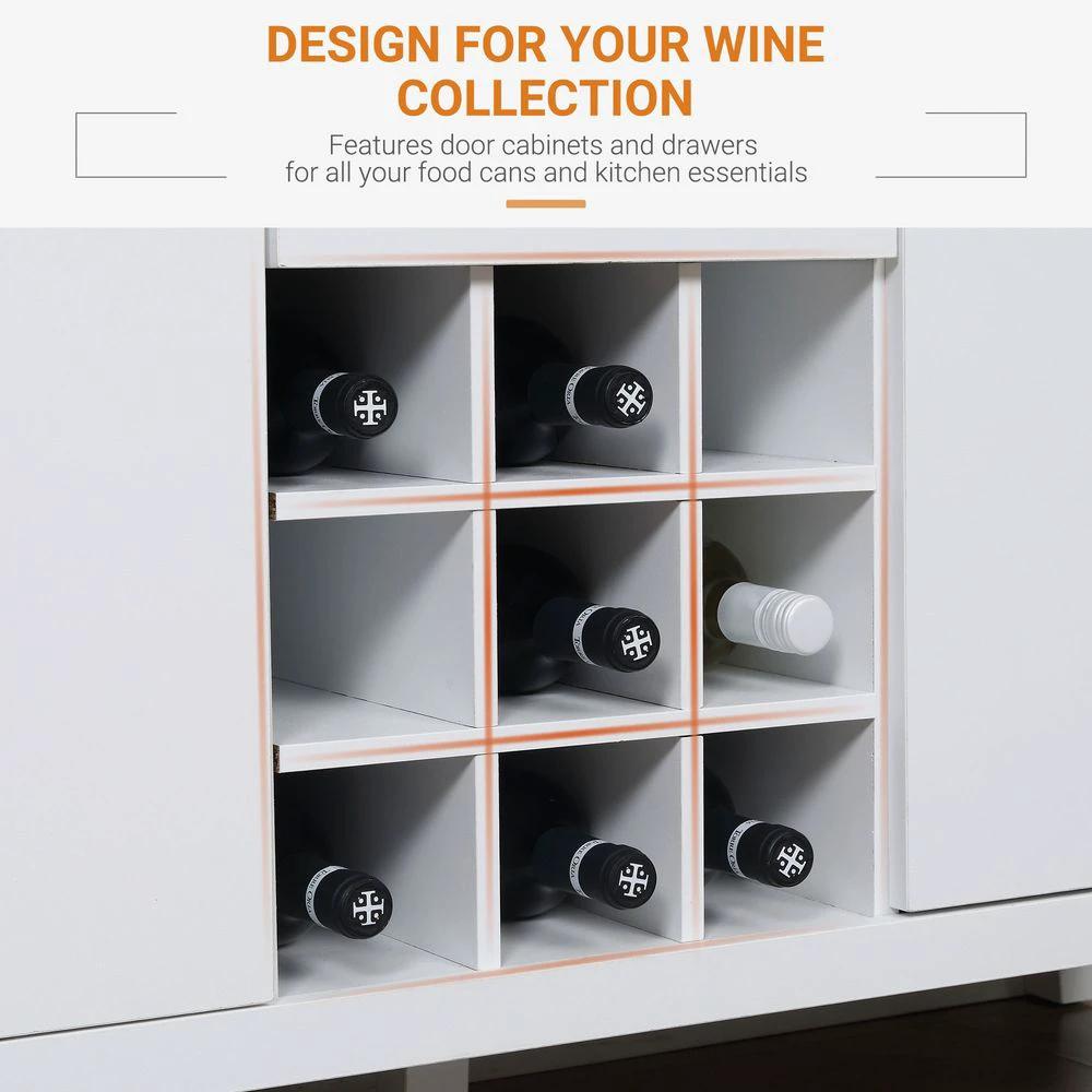 Kitchen Sideboard with 9-bottle Wine Rack, Drawer, Buffet Natural by HOMCOM