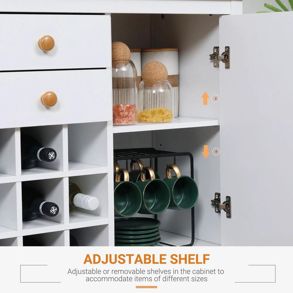 Kitchen Sideboard with 9-bottle Wine Rack, Drawer, Buffet Natural by HOMCOM