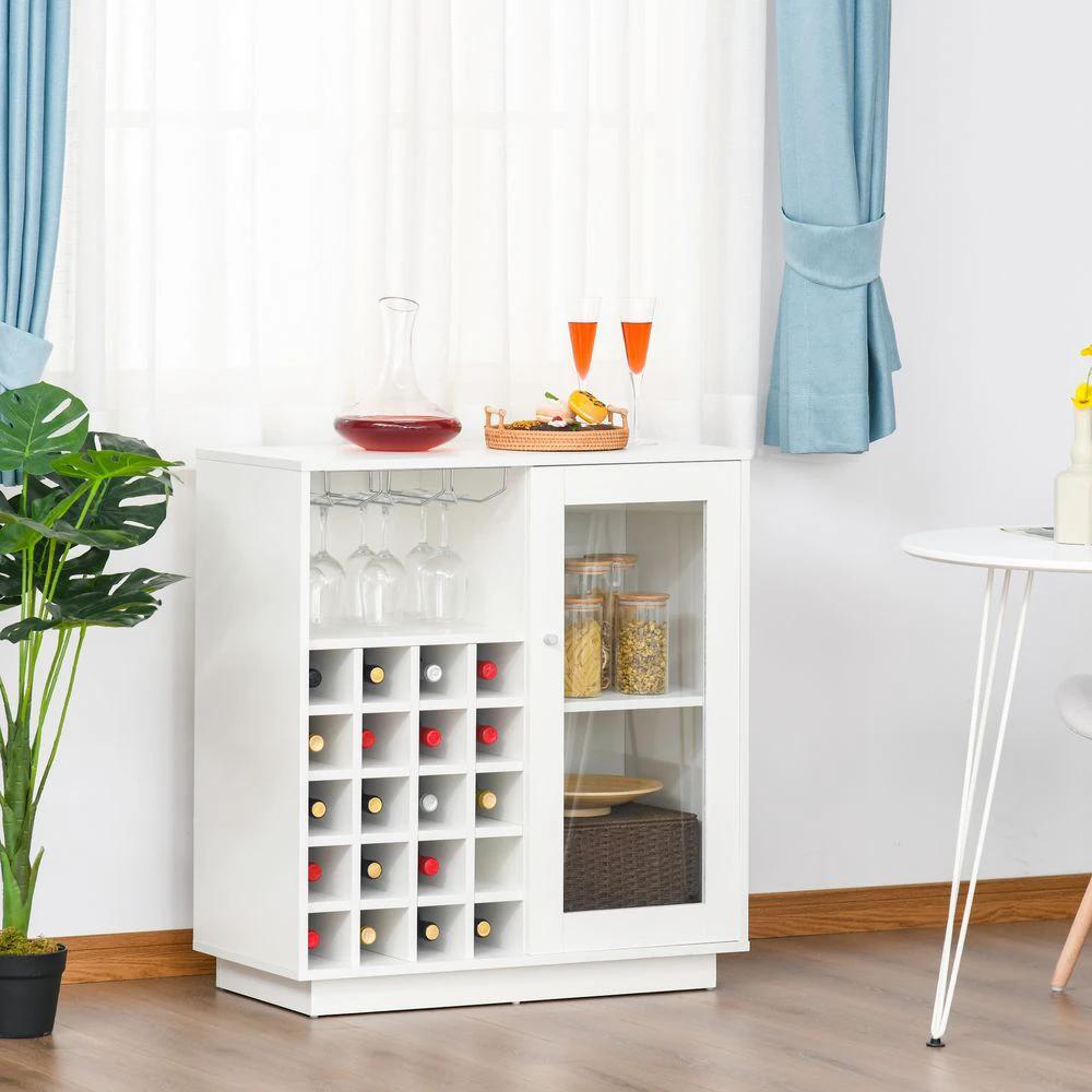 Modern Sideboard Wine Cabinet Cupboard with Glass Door Glass Holder by HOMCOM