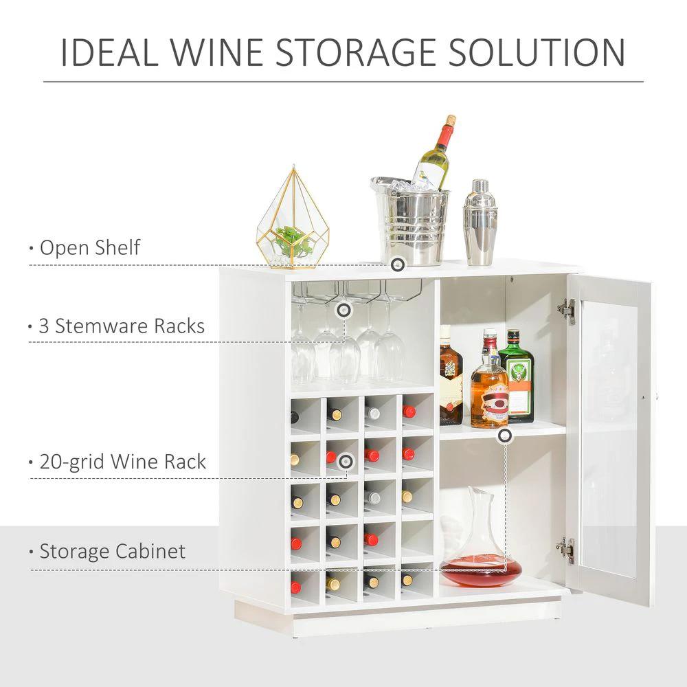 Modern Sideboard Wine Cabinet Cupboard with Glass Door Glass Holder by HOMCOM