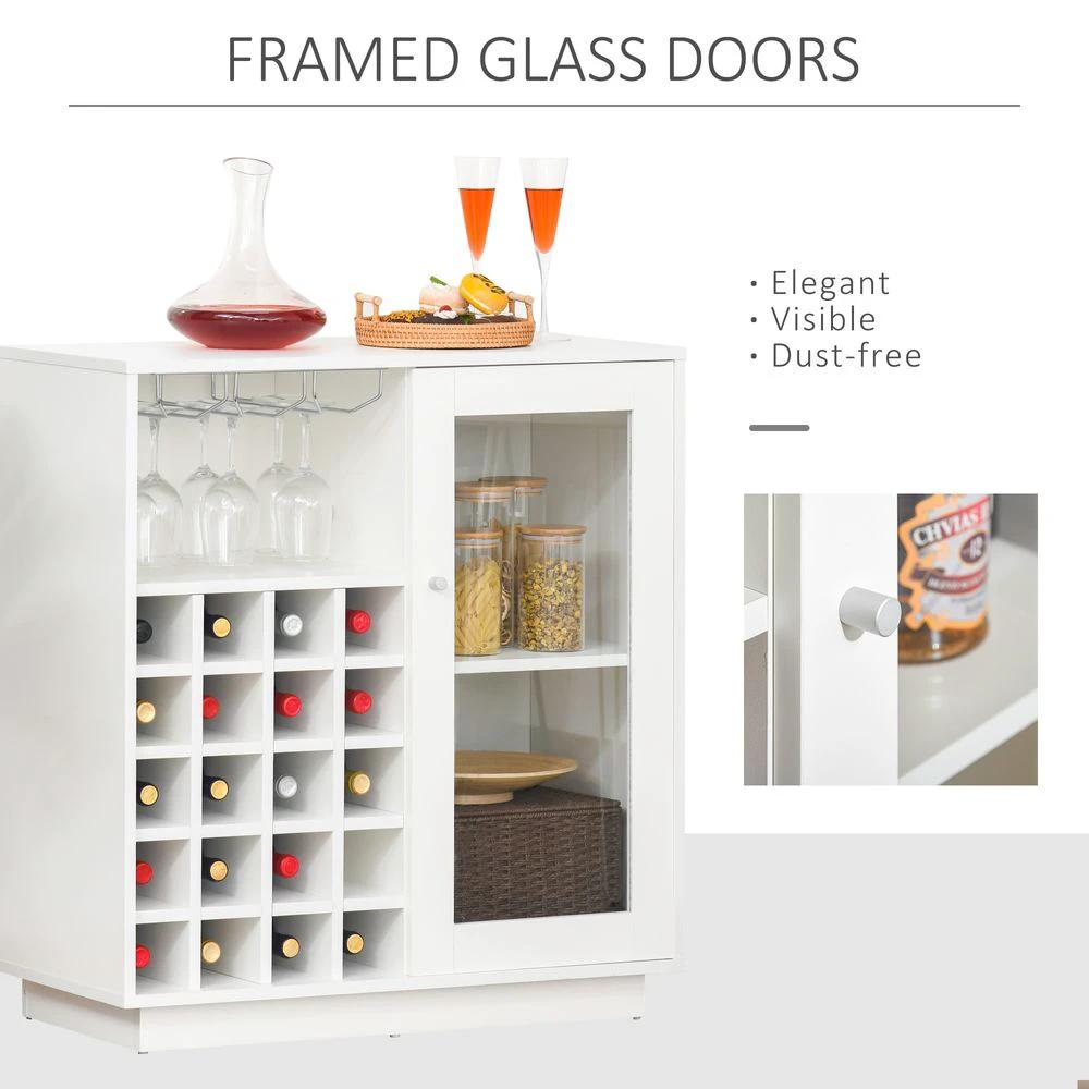 Modern Sideboard Wine Cabinet Cupboard with Glass Door Glass Holder by HOMCOM