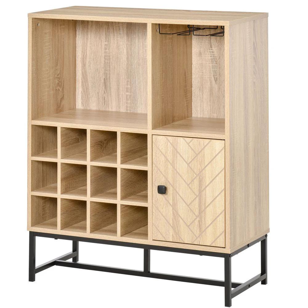 Wine Cabinet for 12 Bottles, Sideboard with Glass Holders, Brown Holders by HOMCOM
