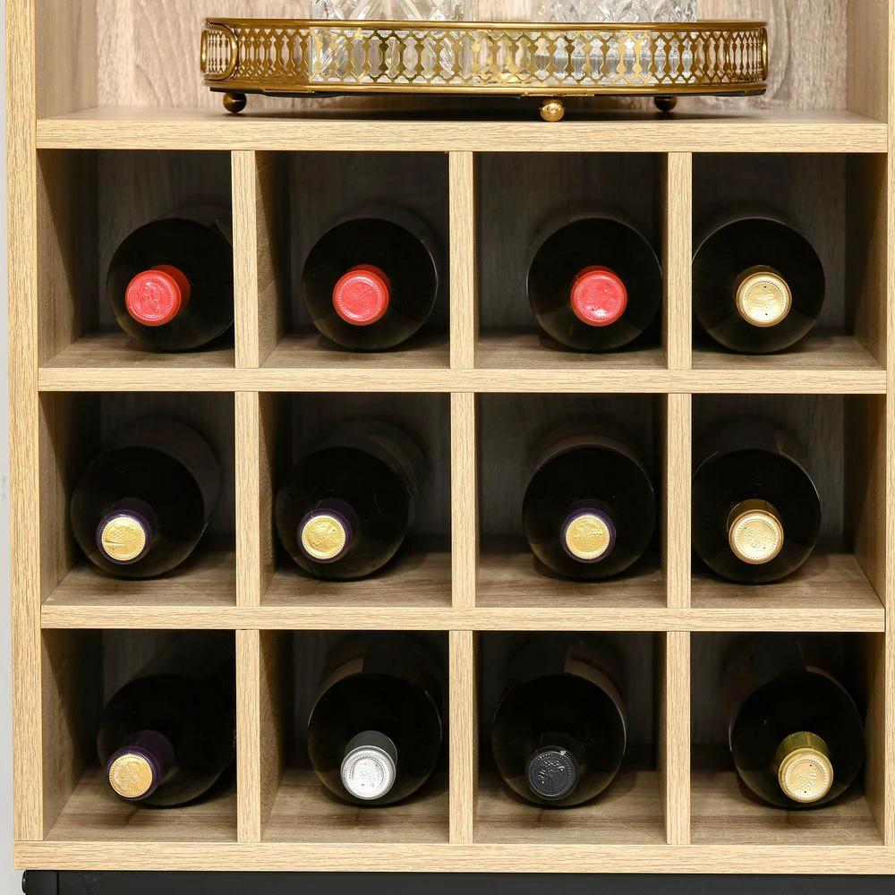 Wine Cabinet for 12 Bottles, Sideboard with Glass Holders, Brown Holders by HOMCOM