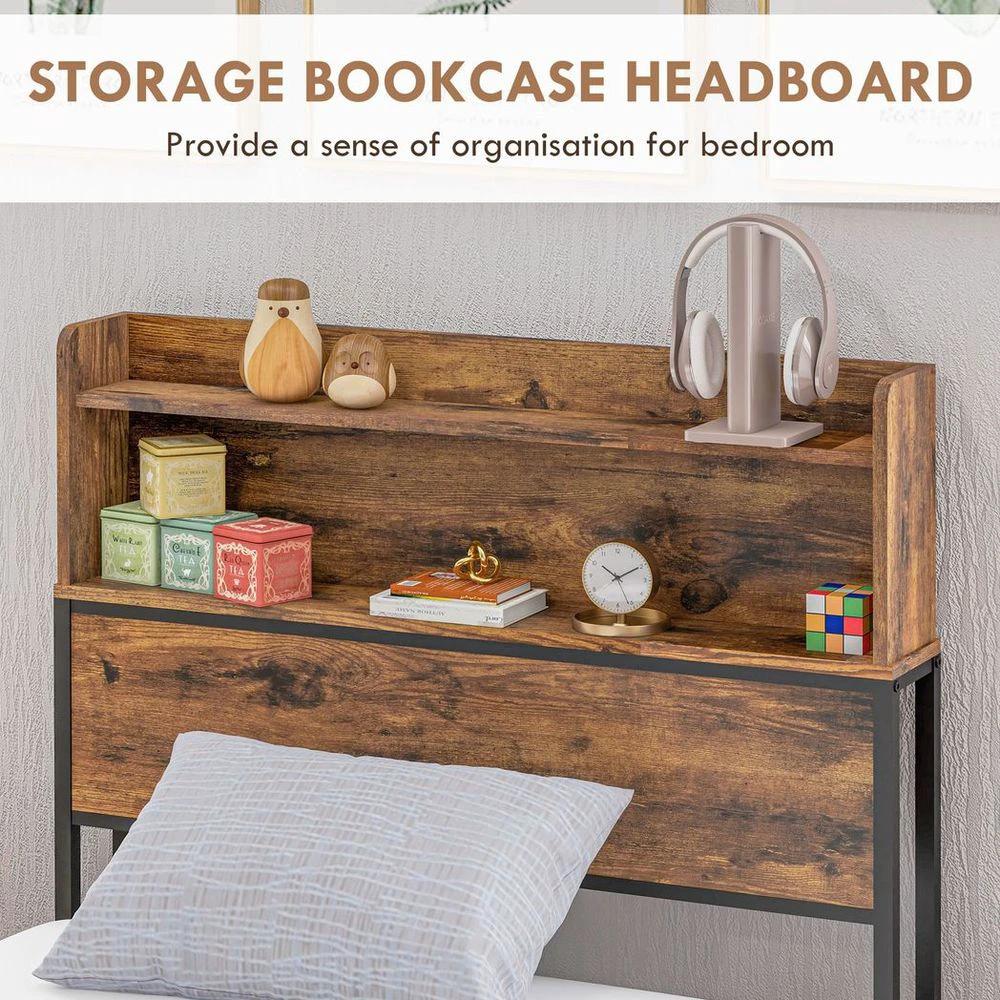 3.1FT Homcom Single Bed Frame with Storage Headboard and Under Bed Storage by HOMCOM