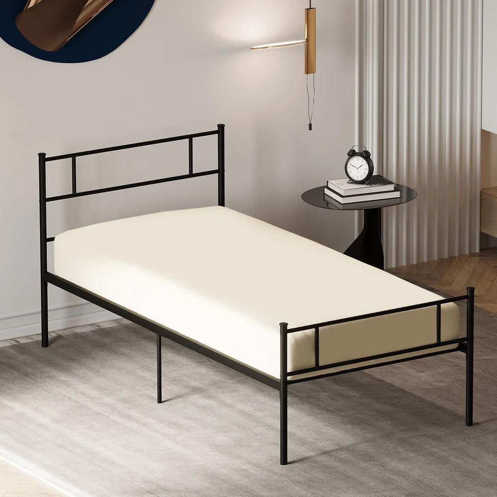 HOMCOM Single Metal Bed Frame Headboard and Footboard, Underbed Storage Space - Uncategorized Single Bed