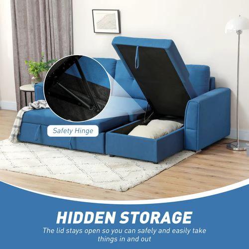 HOMCOM 3 Seater Sofa Bed, Convertible Pull Out Sofa with Storage - Sofa Bed