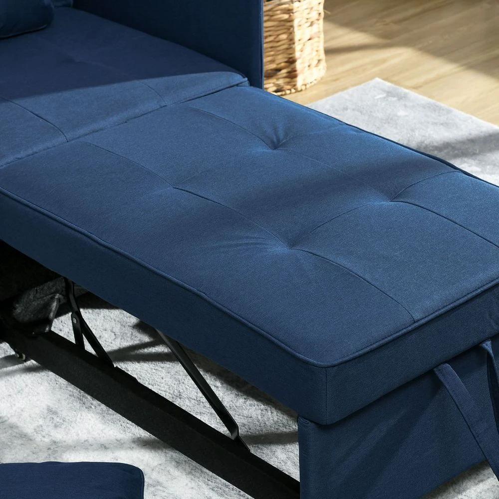 Folding Sleeper Sofa Bed Chair with Pillows, Pocket, Blue by HOMCOM
