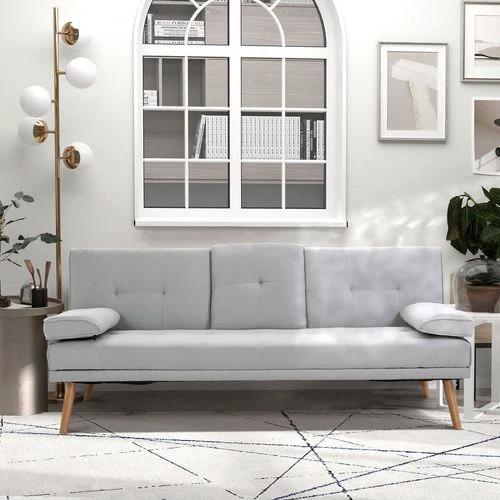 HOMCOM 3 Seater Sofa Bed Scandi Style Recliner Adjustable Back Middle Table by HOMCOM