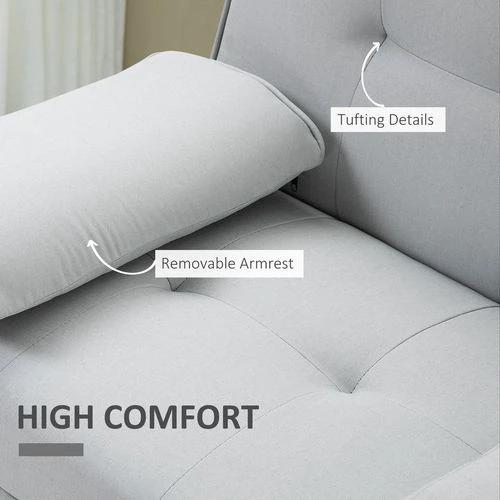 HOMCOM 3 Seater Sofa Bed Scandi Style Recliner Adjustable Back Middle Table by HOMCOM