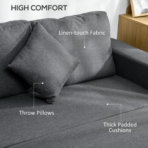 HOMCOM HOMCOM Corner Sofa Bed with Storage, 3 Seater Pull Out Sofa Bed, Dark Grey - Sofa Bed