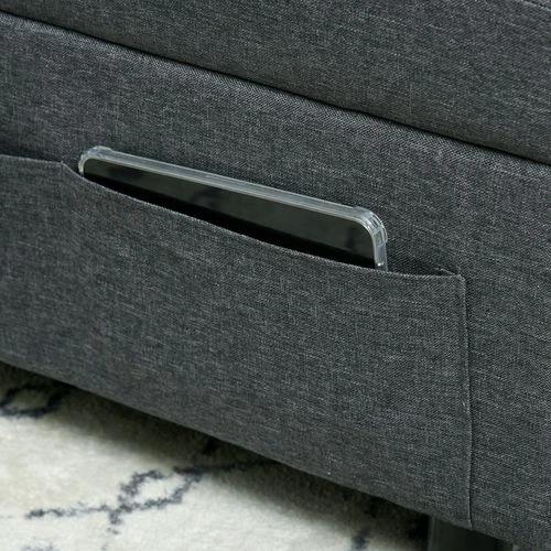 HOMCOM Folding Sofa Bed Adjustable Single Sleeper w/ Pillow Side Pocket, Grey by HOMCOM