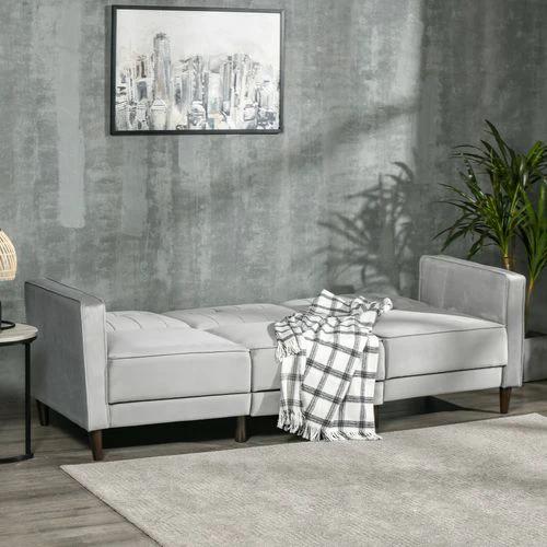 HOMCOM Upholstered Sofa Bed Reversible Sectional Sofa Set Velvet-Touch Sleeper by HOMCOM