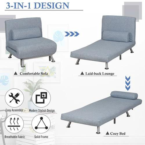 HOMCOM Single Folding 5 Position Convertible Sleeper Chair Sofa Bed Blue - Sofa Bed