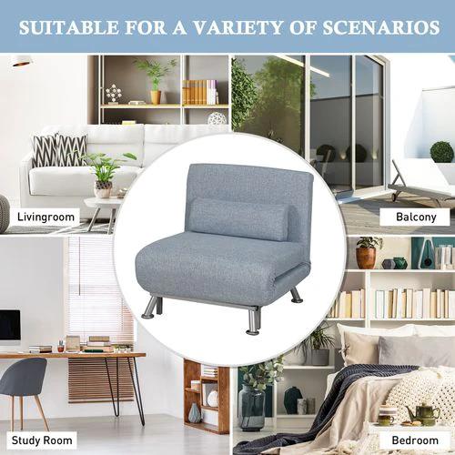 Single Folding 5 Position Convertible Sleeper Chair Sofa Bed Blue by HOMCOM
