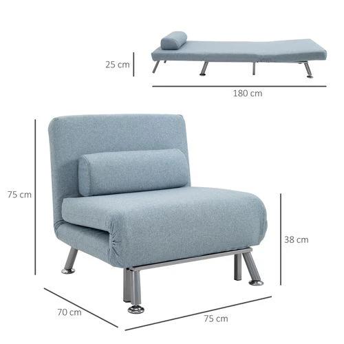 HOMCOM Single Folding 5 Position Convertible Sleeper Chair Sofa Bed Blue - Sofa Bed