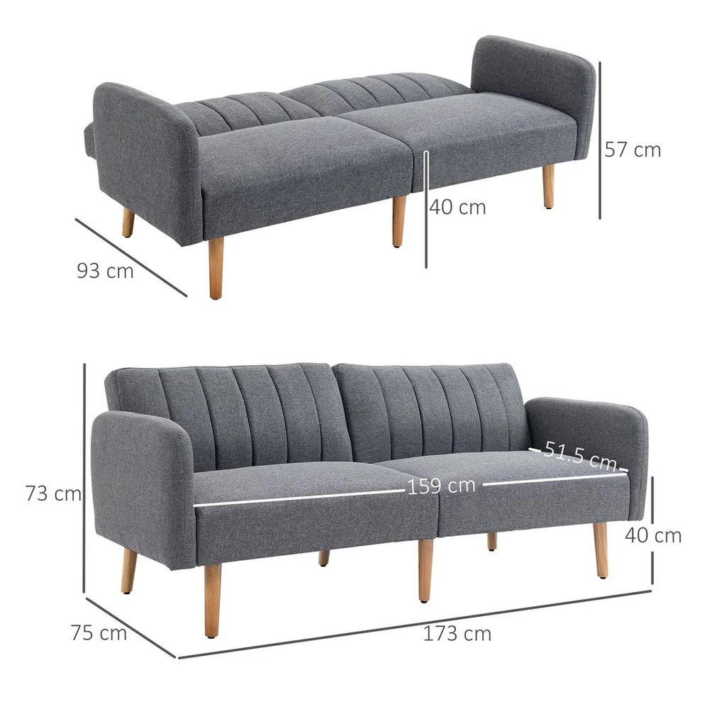 Two Seater Sofa Bed w/ Adjustable Backrest for Living Room, Guest Room by HOMCOM