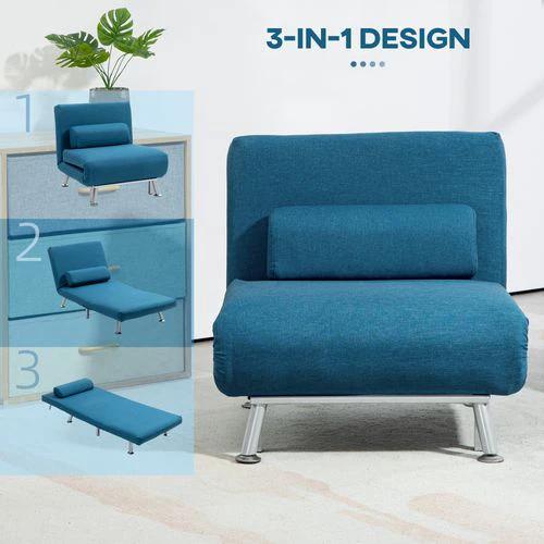 HOMCOM Single Folding 5 Position Convertible Sleeper Chair Sofa Bed by HOMCOM