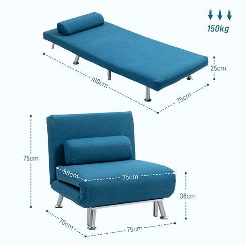 HOMCOM Single Folding 5 Position Convertible Sleeper Chair Sofa Bed by HOMCOM