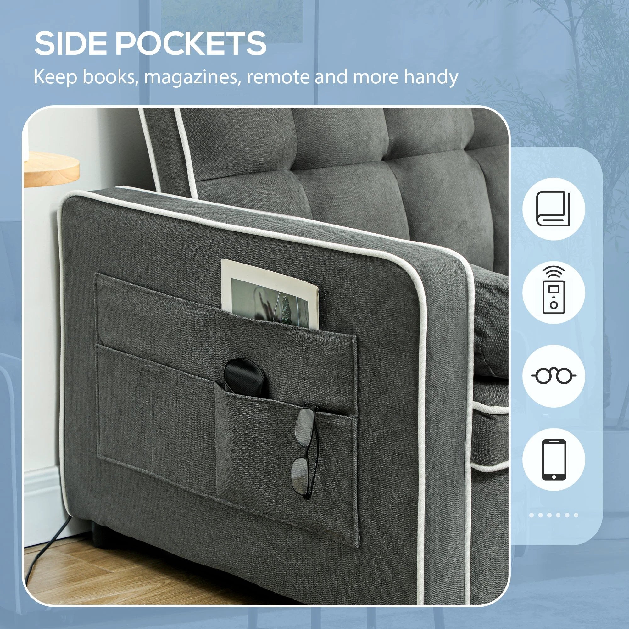HOMCOM 2 Seater Pull Out Sofa Bed with Adjustable Backrest by HOMCOM