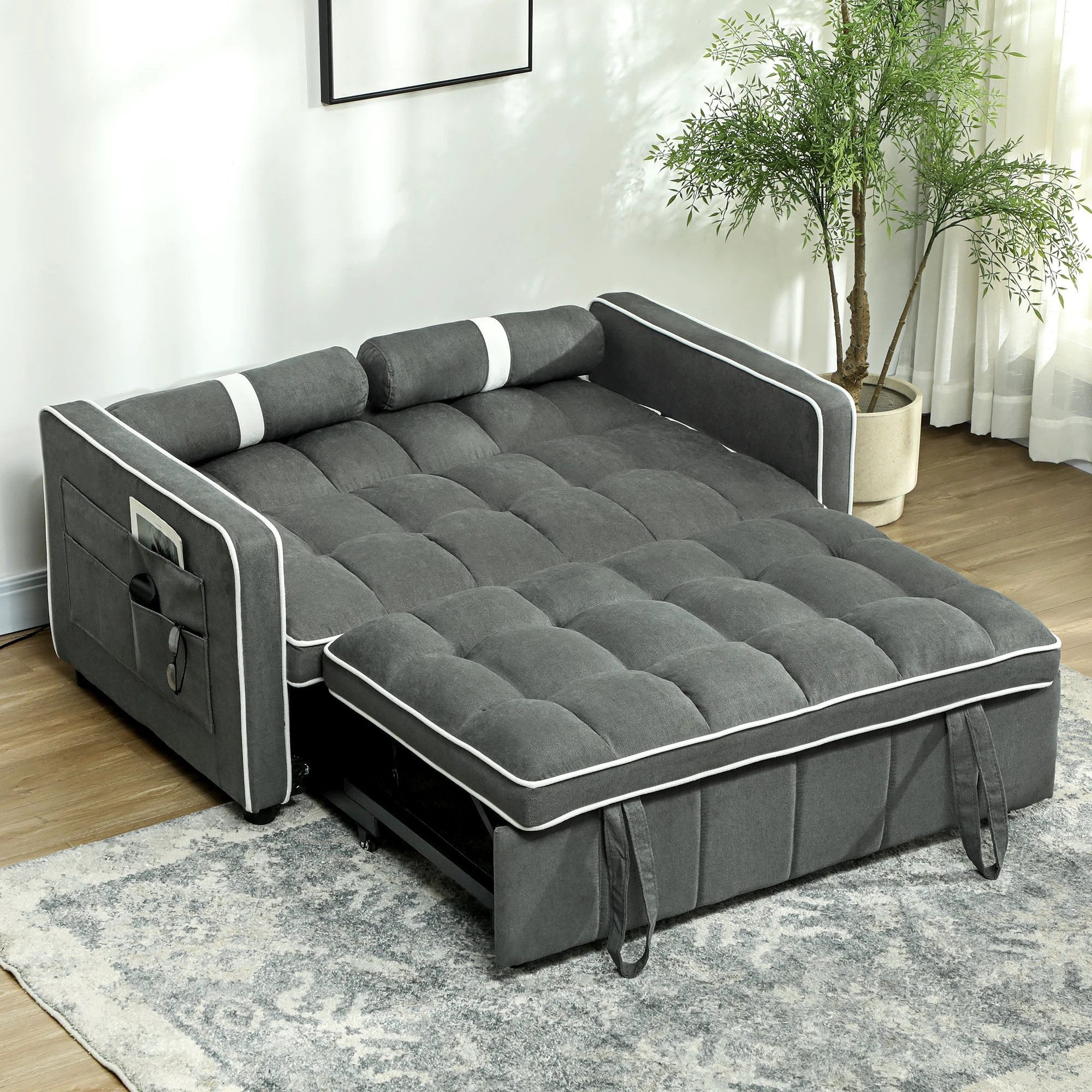 HOMCOM 2 Seater Pull Out Sofa Bed with Adjustable Backrest by HOMCOM