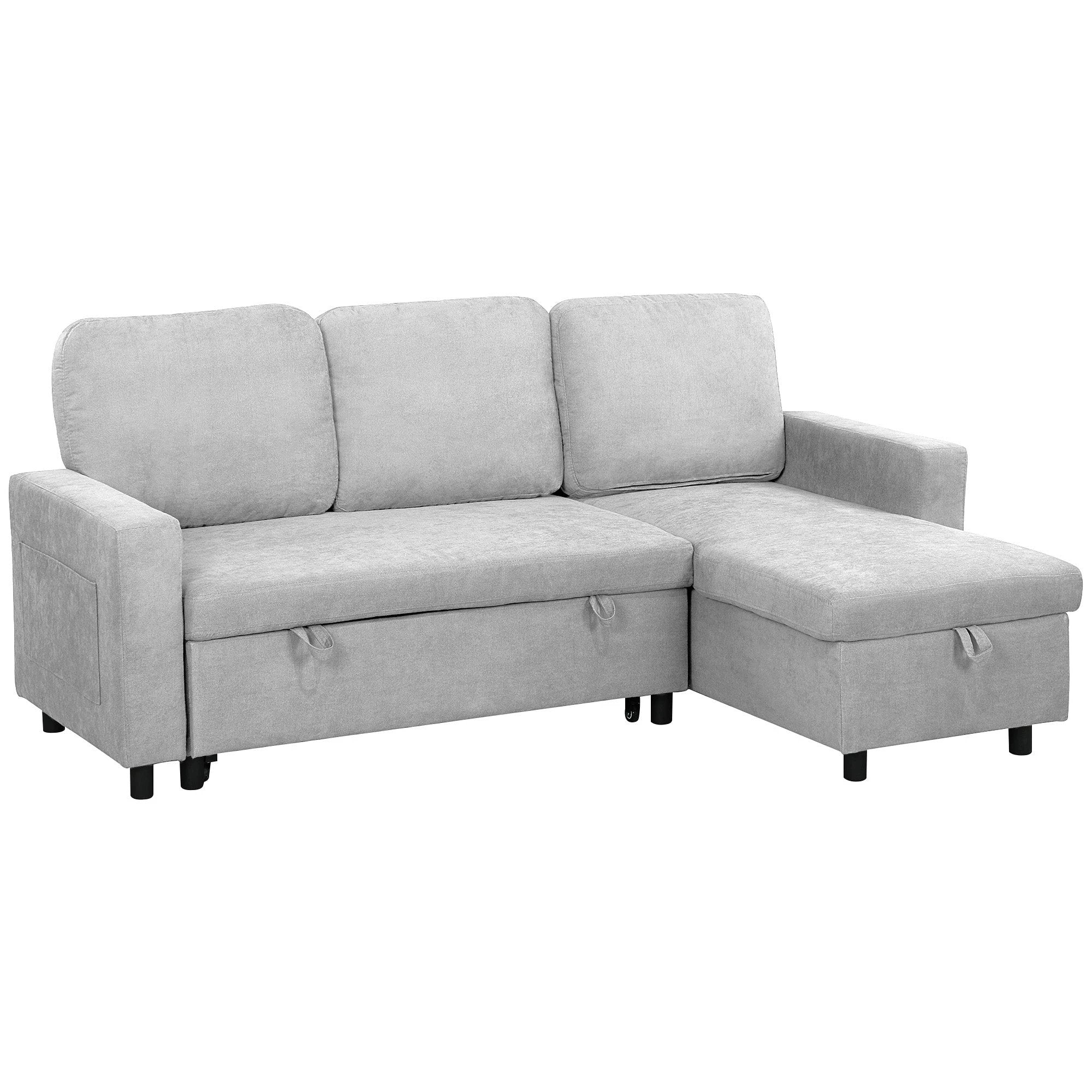 HOMCOM Pull Out Sofa Bed L Shape Corner Sofa w/ Reversible Chaise by HOMCOM