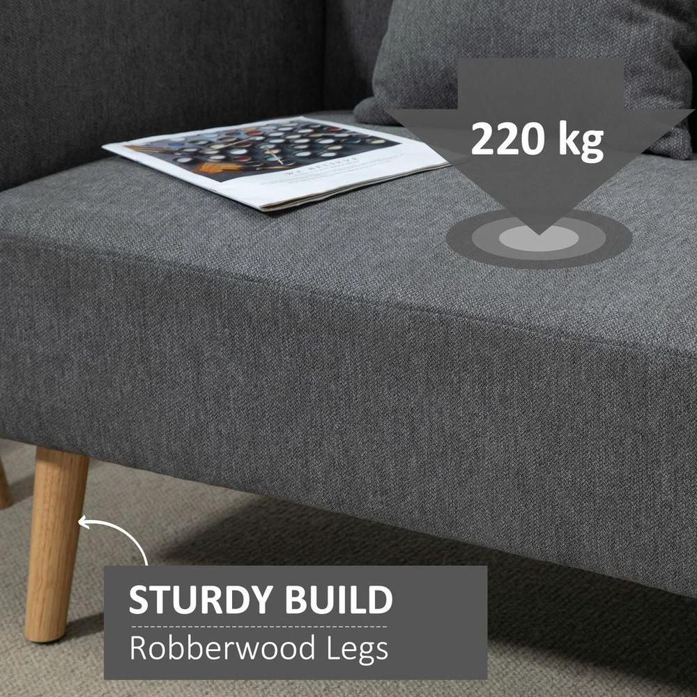HOMCOM 2-Seat Homcom Loveseat Sofa Chenille Fabric Upholstered Couch Rubberwood Legs, Grey - Uncategorized Sofa