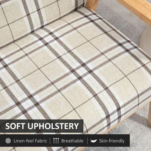 2 Seater Sofa with Rubber Wood Frame Linen Fabric Love Seat Small Couch by HOMCOM