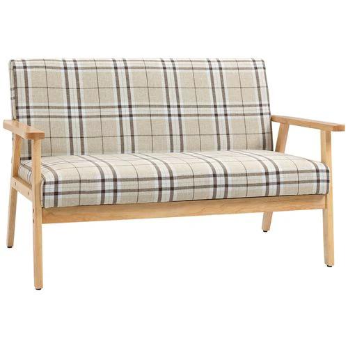 2 Seater Sofa with Rubber Wood Frame Linen Fabric Love Seat Small Couch by HOMCOM