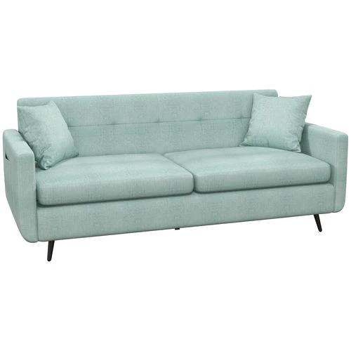 HOMCOM 2 Seater Sofa 165cm Modern Fabric Couch with Wood Legs and Pockets Blue - Sofa