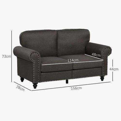 HOMCOM HOMCOM 2 Seater Sofa for Living Room, with Nailhead Trim, Dark Brown - Sofa