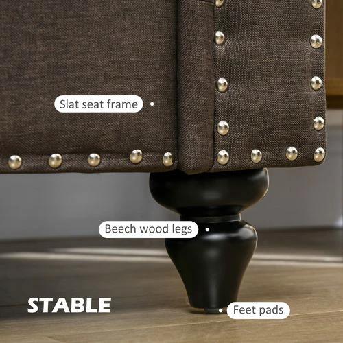 HOMCOM 2 Seater Sofa for Living Room, with Nailhead Trim, Dark Brown by HOMCOM