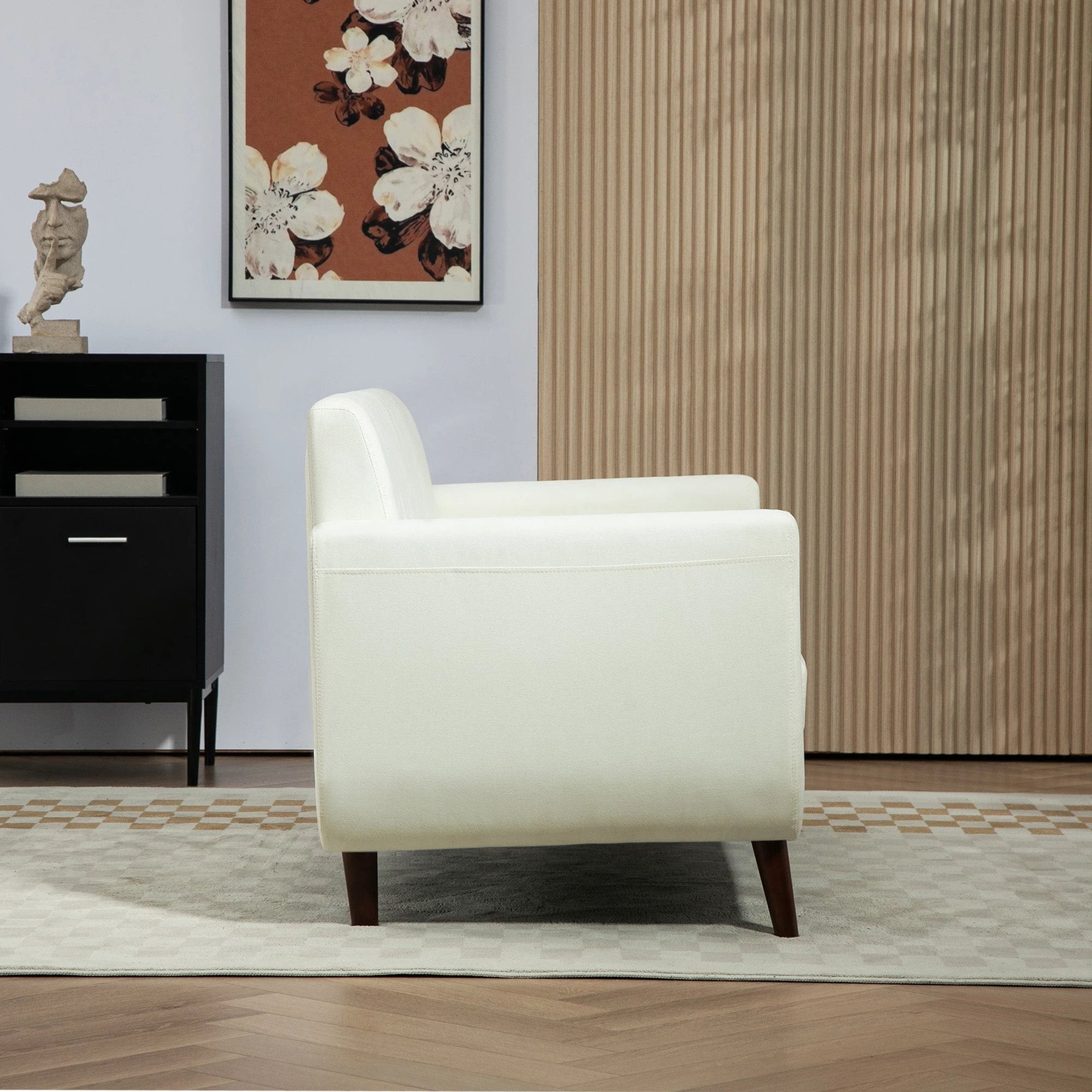 HOMCOM Modern Upholstered Fabric Loveseat Sofa for Living Room, Cream - Sofa