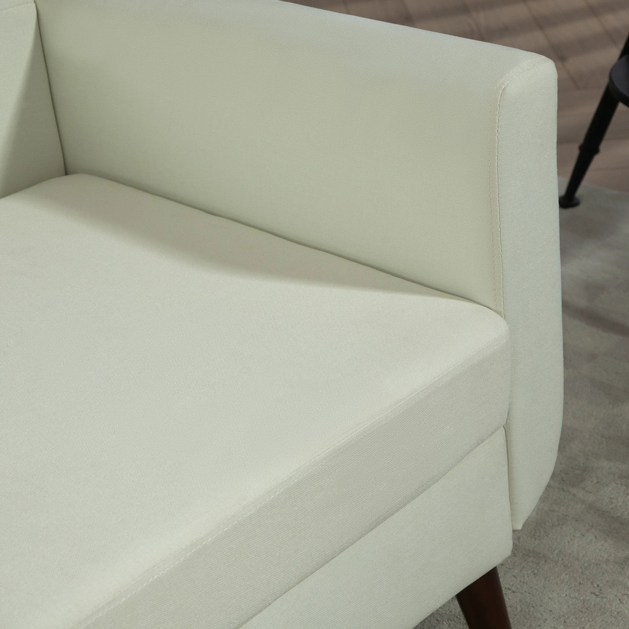 HOMCOM Modern Upholstered Fabric Loveseat Sofa for Living Room, Cream - Sofa