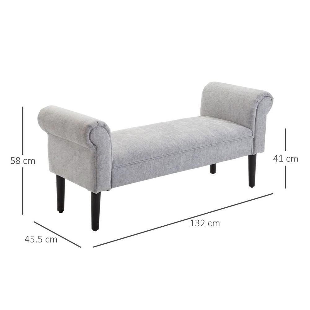 HOMCOM Modern Rolled Arm Bench Bed End Ottoman Sofa Seat Footrest Bedroom Entryway - Uncategorized Sofa