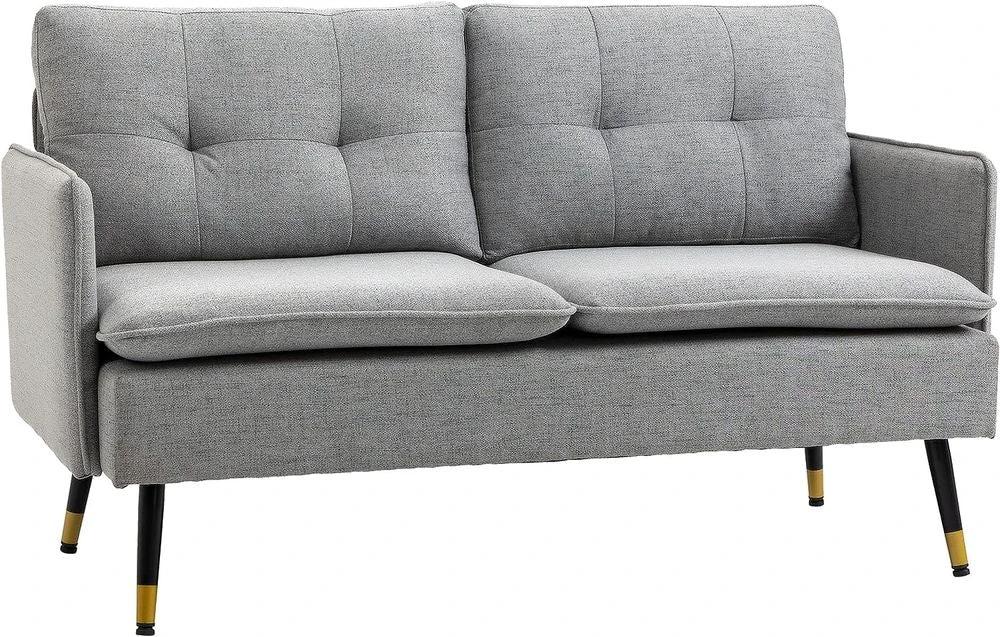 Modern Upholstered Two Seater Sofa for Bedroom Living Room Grey by HOMCOM