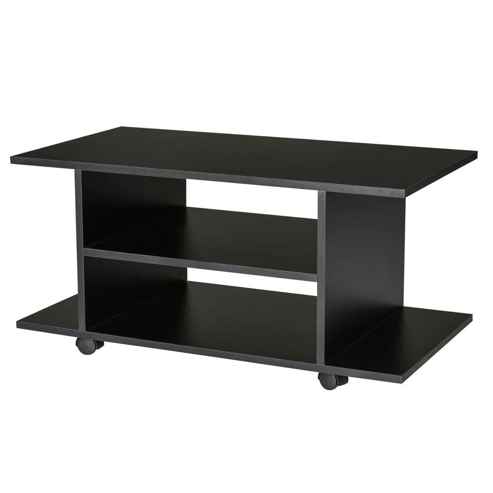 Mobile TV Stand Bookshelves in Black by HOMCOM