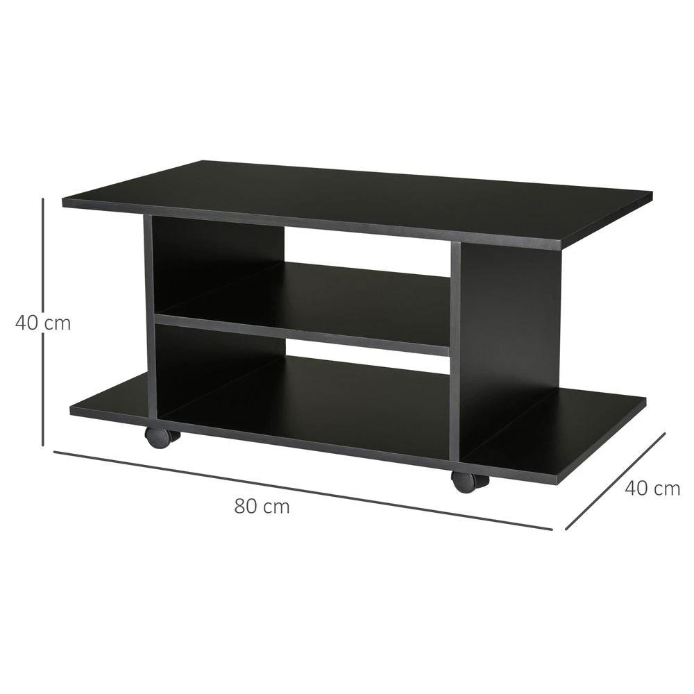 Mobile TV Stand Bookshelves in Black by HOMCOM