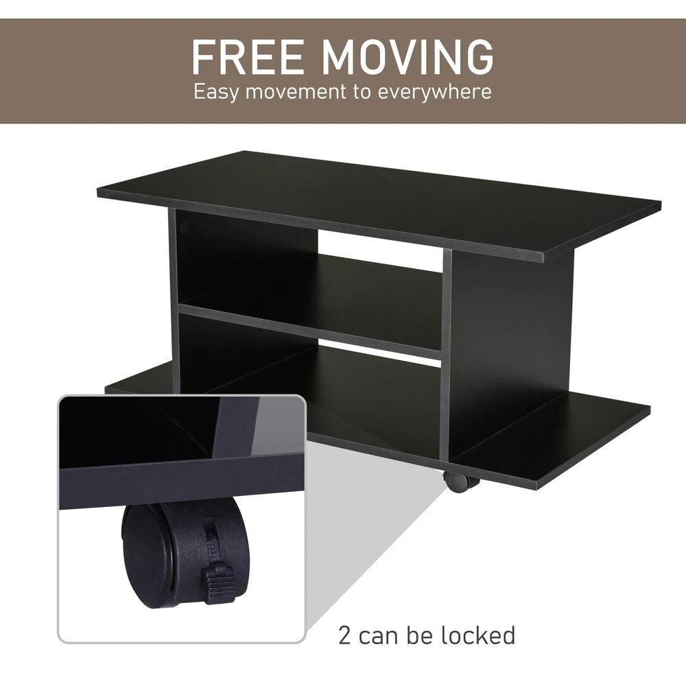 Mobile TV Stand Bookshelves in Black by HOMCOM