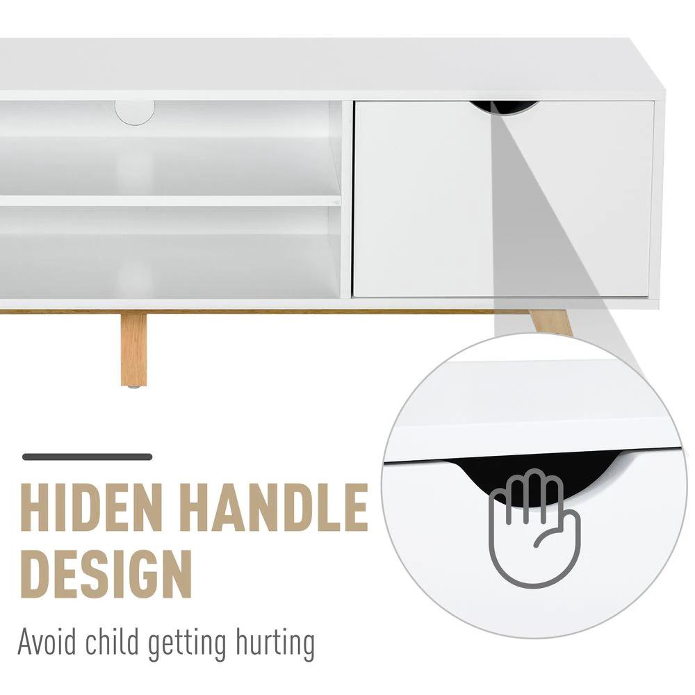 HOMCOM Particle Board 4-Compartment Media Unit White - Uncategorized TV Unit