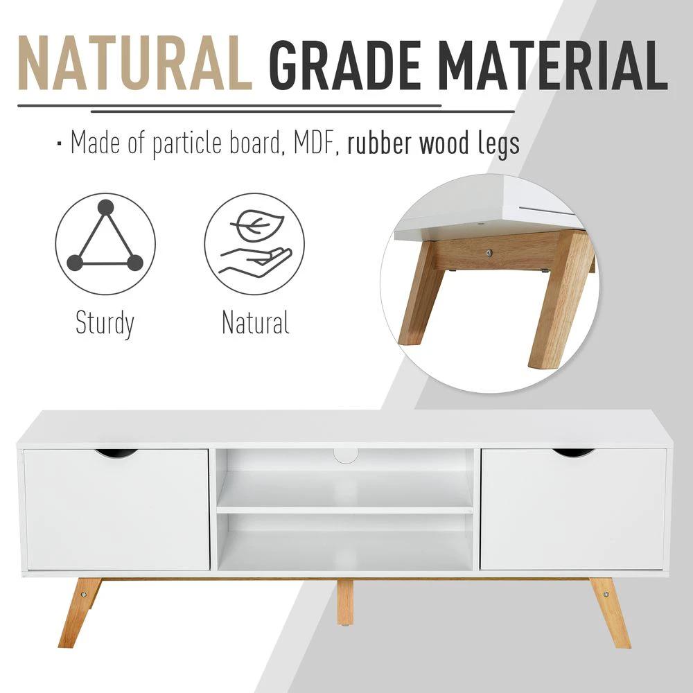 HOMCOM Particle Board 4-Compartment Media Unit White - Uncategorized TV Unit