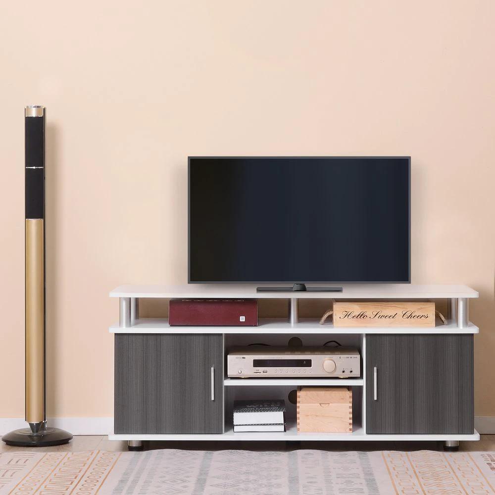 TV Cabinet Stand Entertainment Center Media Console Storage Grey, White by HOMCOM
