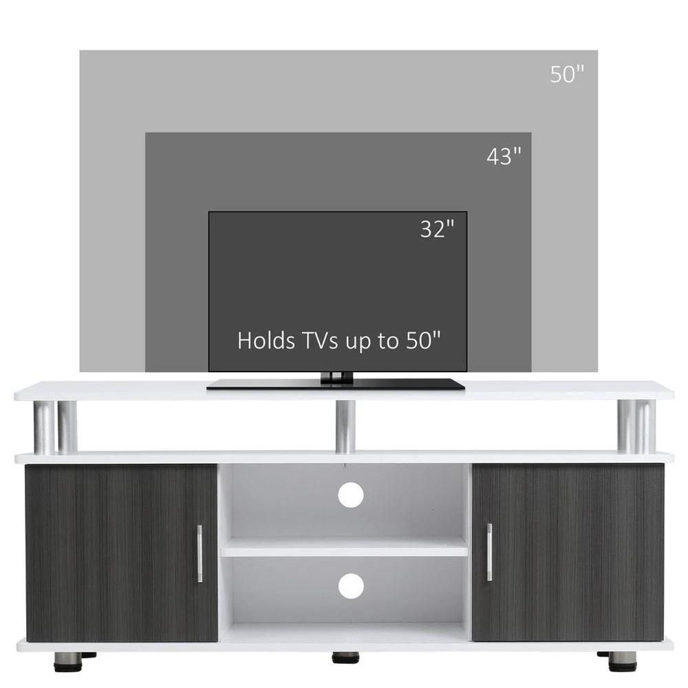 TV Cabinet Stand Entertainment Center Media Console Storage Grey, White by HOMCOM