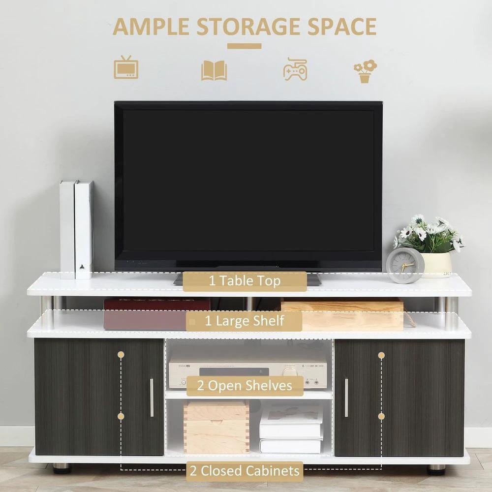 TV Cabinet Stand Entertainment Center Media Console Storage Grey, White by HOMCOM
