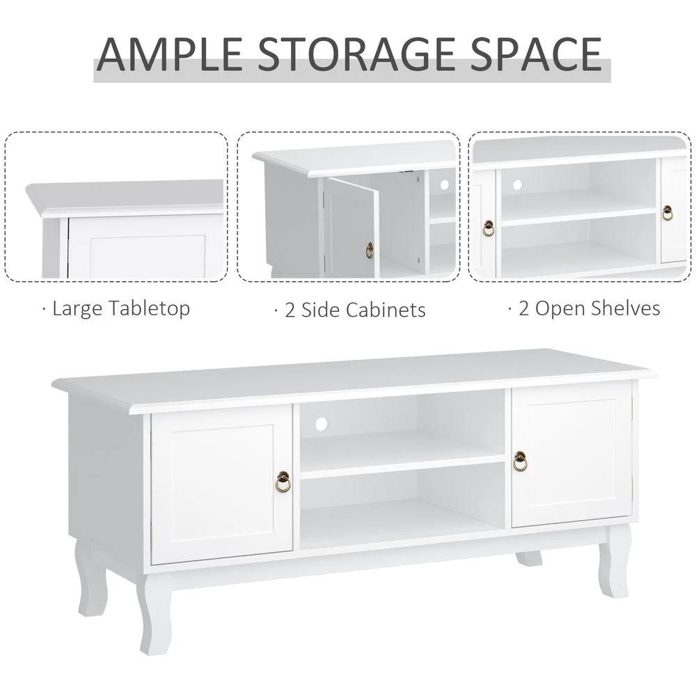 TV Stand Unit Corner Table, MDF-Ivory White by HOMCOM