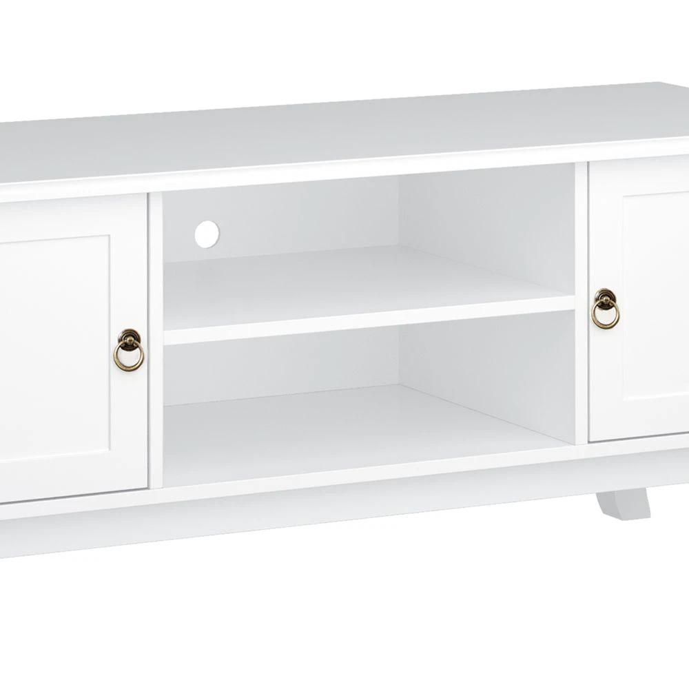 TV Stand Unit Corner Table, MDF-Ivory White by HOMCOM