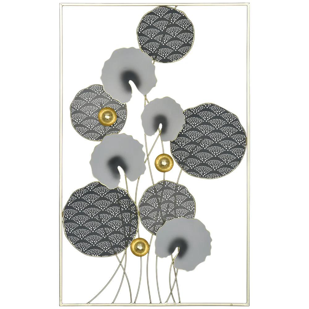 3D Homcom Metal Wall Art Leaves for Home Decor, Hanging Wall Sculpture, Gold by HOMCOM