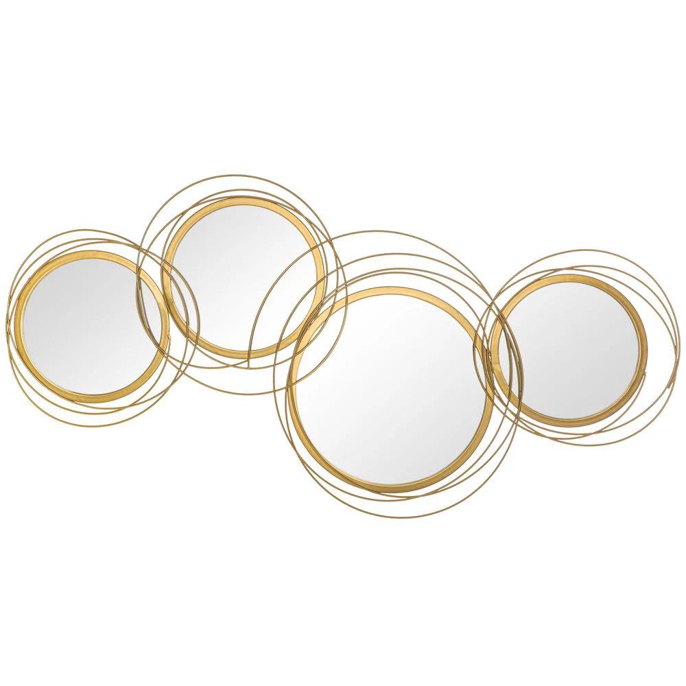 Metal Wall Art Decorative Mirror Decor Modern Wall Sculpture, Gold by HOMCOM