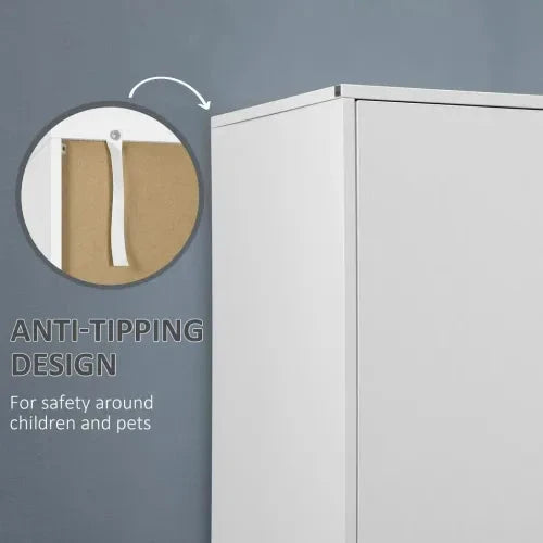 HOMCOM 2 Door Wardrobe White Wardrobe with Drawers and Hanging Rod for Bedroom - Wardrobe