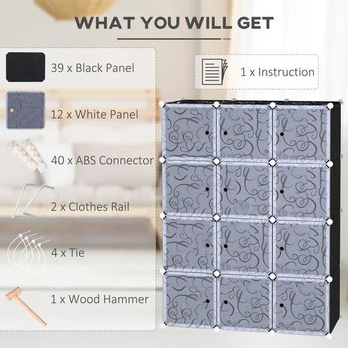 HOMCOM DIY Wardrobe Portable Interlocking Plastic Modular Closet Cube - Uncategorized Wardrobe